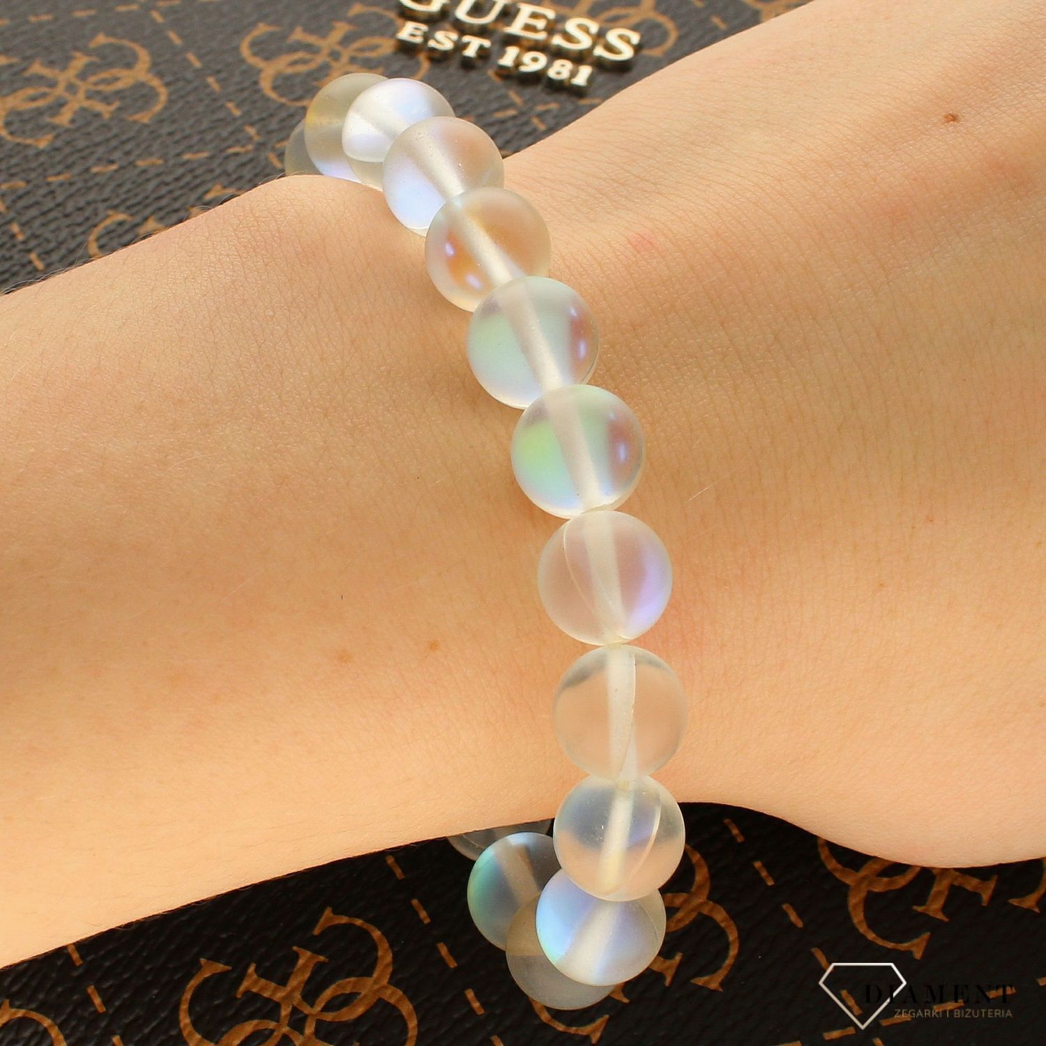 Bransoleta damska Duże koraliki Kwarc Tęczowy G4210M28 35.Bransoletka damska duże koraliki. Bransoletka z kamieniem naturalnym. Bransoletka z kamieniem Kwarc Tęczowy.  (1).jpg